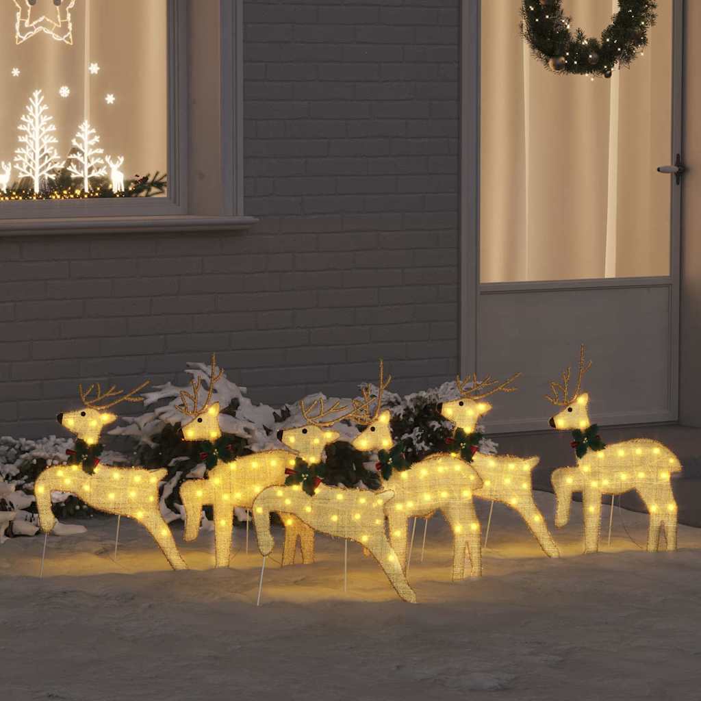LED Rentiere Gold Stoff 6er Set