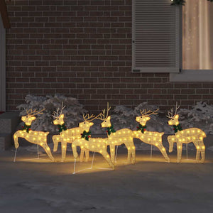 LED Rentiere Gold Stoff 6er Set