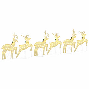 LED Rentiere Gold Stoff 6er Set
