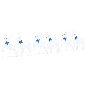 LED Rentiere 6er Set, Weißer Stoff