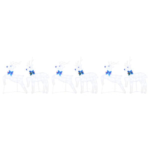 LED Rentiere 6er Set, Weißer Stoff