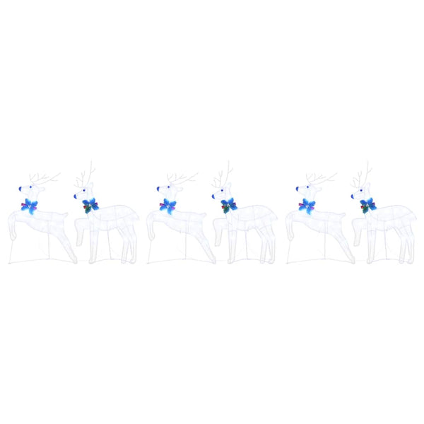 LED Rentiere 6er Set, Weißer Stoff