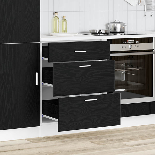 Küchenunterschrank Schwarz Eichenoptik 60 cm