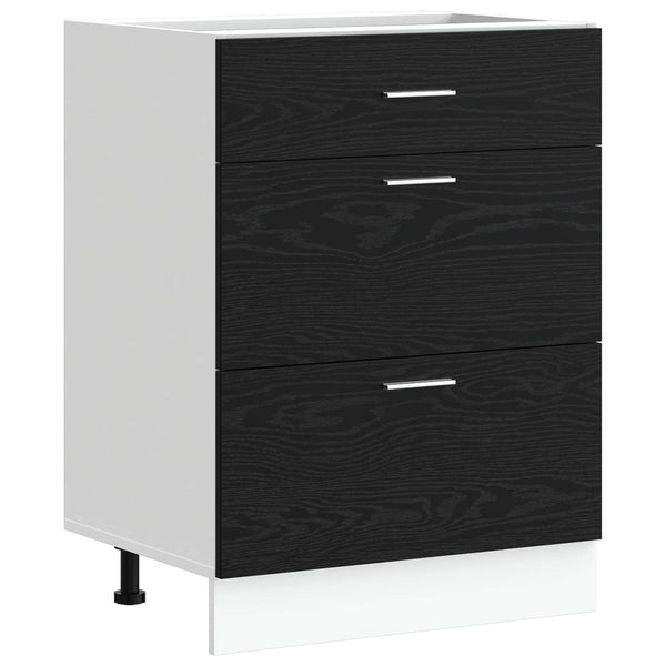 Küchenunterschrank Schwarz Eichenoptik 60 cm