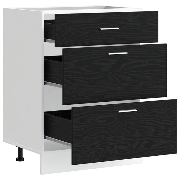 Küchenunterschrank Schwarz Eichenoptik 60 cm