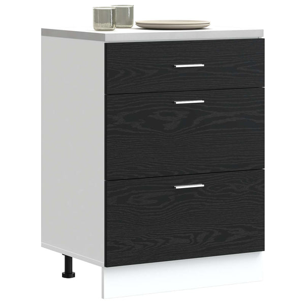 Küchenunterschrank Schwarz Eichenoptik 60 cm