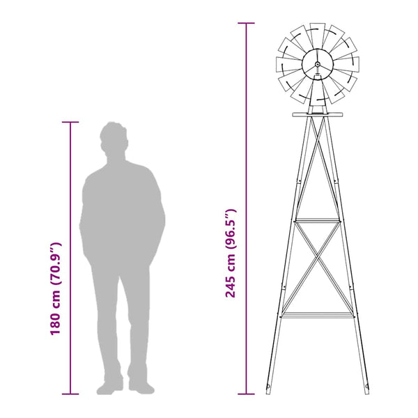 Graue Eisen Windmühle für Garten