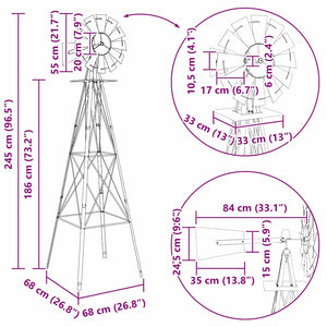 Graue Eisen Windmühle für Garten