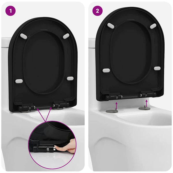 Schwarzer Toilettensitz Polypropylen 48x36,5 cm