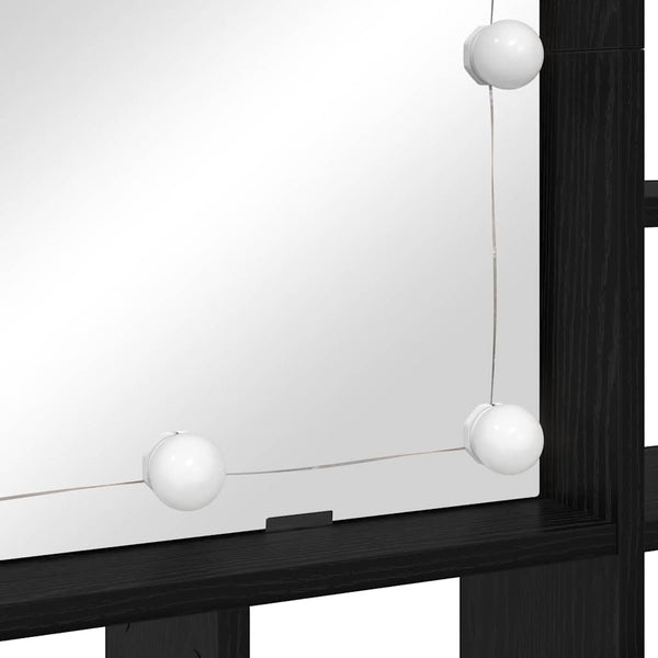 Spiegelschrank mit Regal Eichen-Optik Schwarz