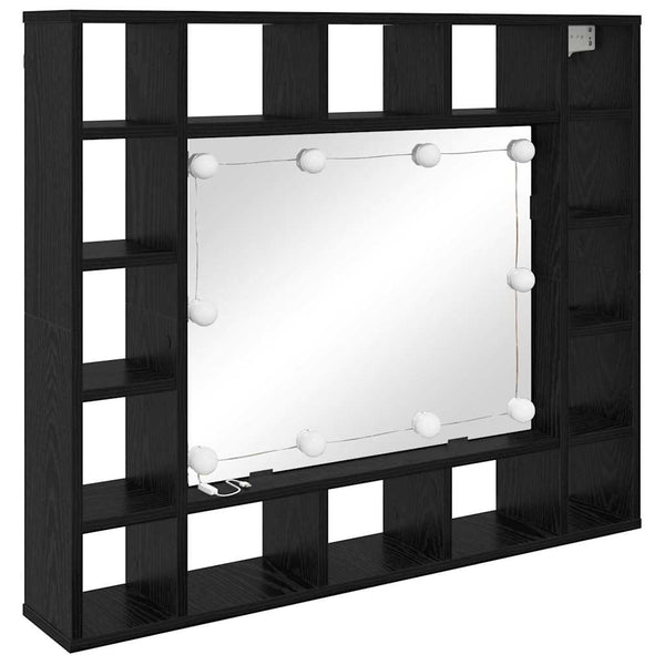Spiegelschrank mit Regal Eichen-Optik Schwarz