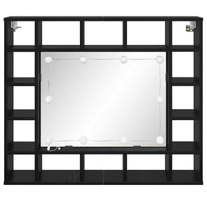 Spiegelschrank mit Regal Eichen-Optik Schwarz