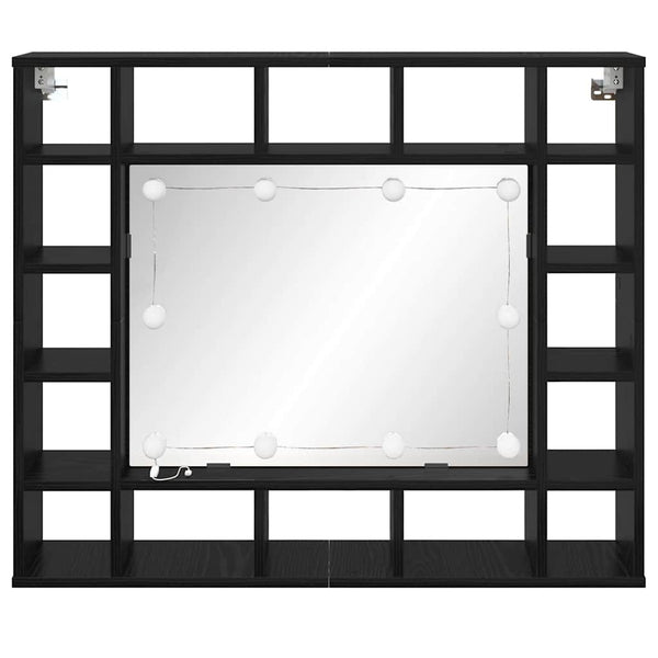 Spiegelschrank mit Regal Eichen-Optik Schwarz