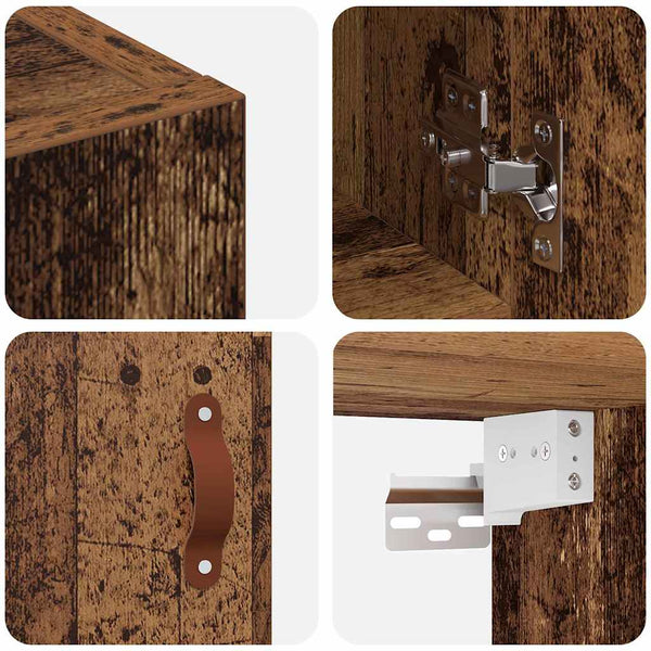 Wandmontierter Altholz-Wandschrank 60cm
