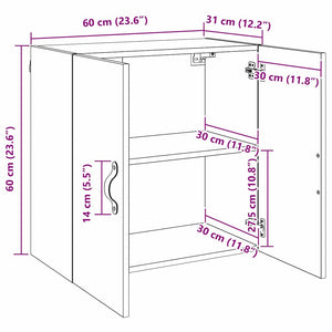 Wandschrank Schwarz Eiche 60x31x60cm