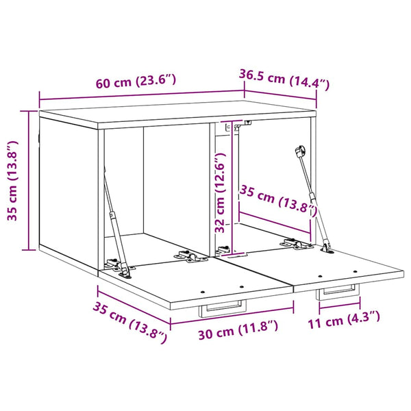 Wandschrank Altholz 60 cm