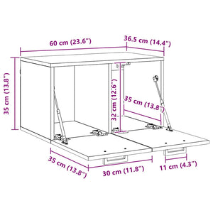 Wandschrank Schwarz Eichenoptik 60x36,5x35cm