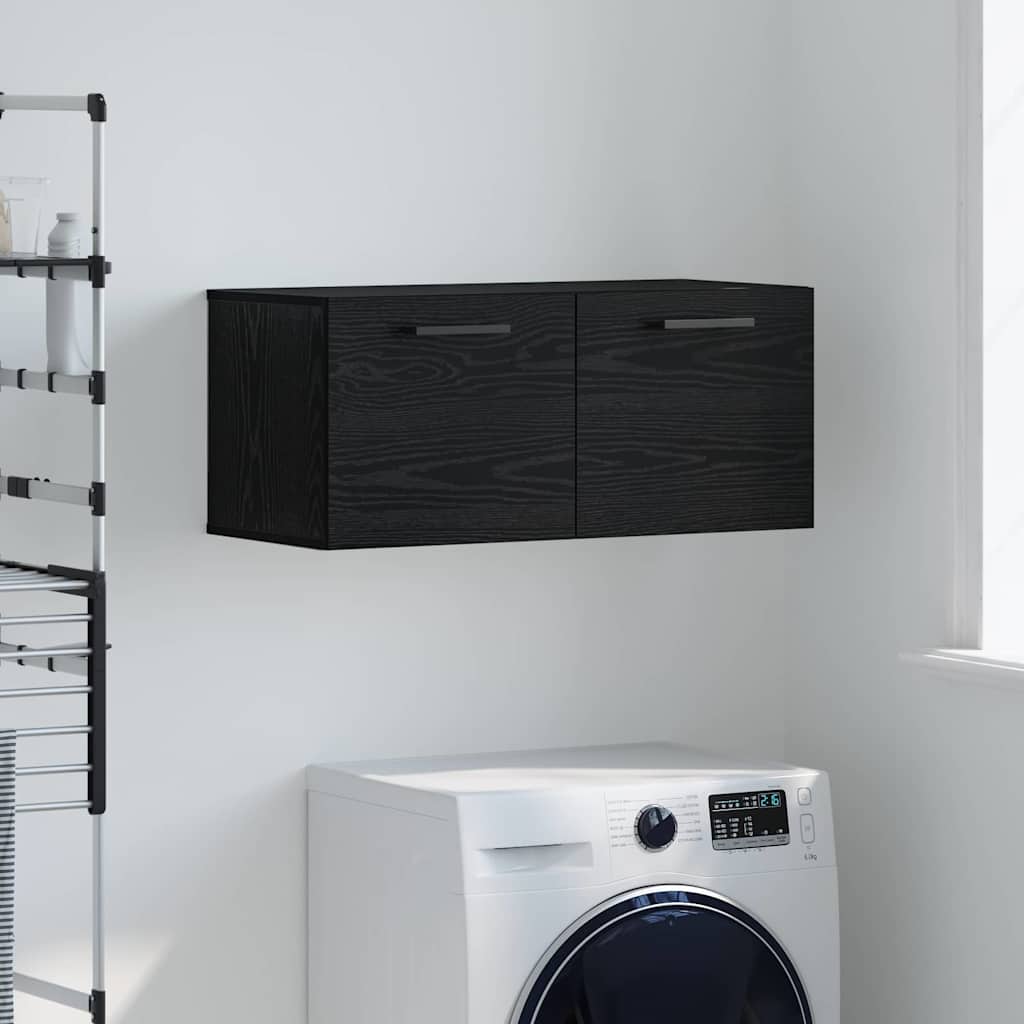 Wandschrank Schwarz Eichen-Optik 80x36.5x35cm