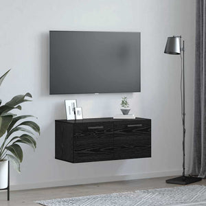Wandschrank Schwarz Eichen-Optik 80x36.5x35cm