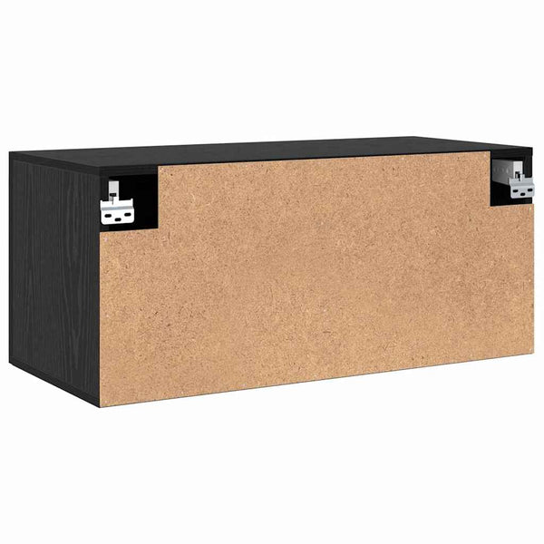 Wandschrank Schwarz Eichen-Optik 80x36.5x35cm