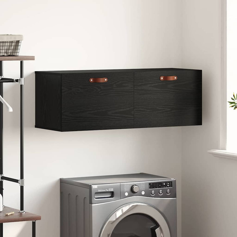 Wandschrank Schwarz Eichen-Optik 100 cm