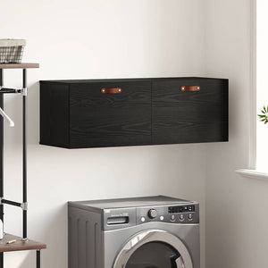 Wandschrank Schwarz Eichen-Optik 100 cm