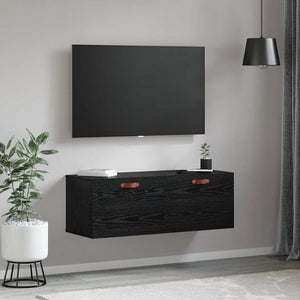 Wandschrank Schwarz Eichen-Optik 100 cm
