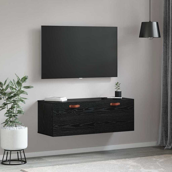 Wandschrank Schwarz Eichen-Optik 100 cm