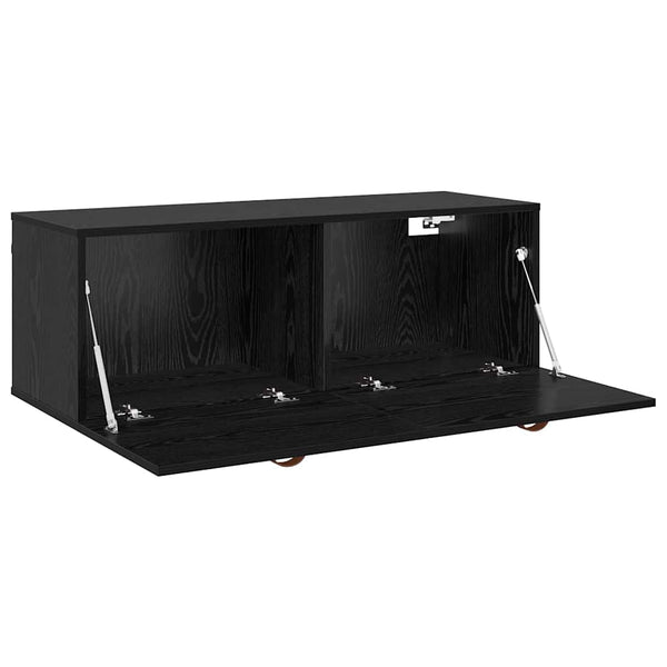 Wandschrank Schwarz Eichen-Optik 100 cm