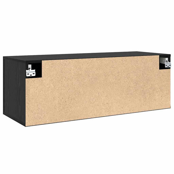 Wandschrank Schwarz Eichen-Optik 100 cm