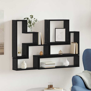 Wandregal Schwarz Eichen-Optik 96 cm