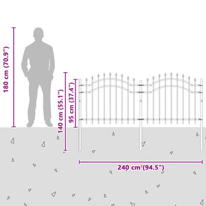 Gartenzaun Woerden Grau 240x140 cm Stahl