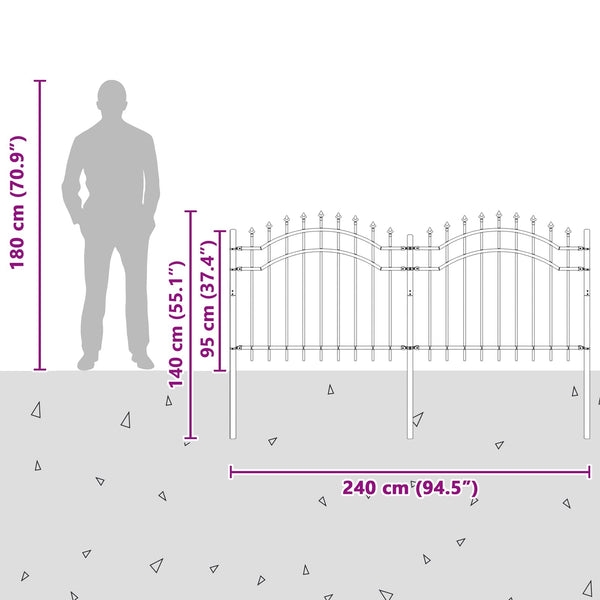 Gartenzaun Woerden Grau 240x140 cm Stahl