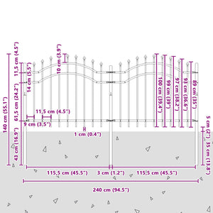 Gartenzaun Woerden Grau 240x140 cm Stahl
