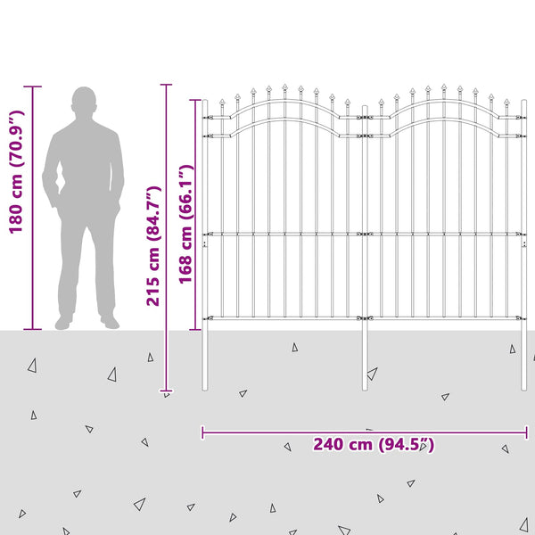 Grauer Stahl Gartenzaun 240x215cm