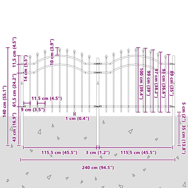 Gartenzaun Woerden Weiß 240x140cm Stahl