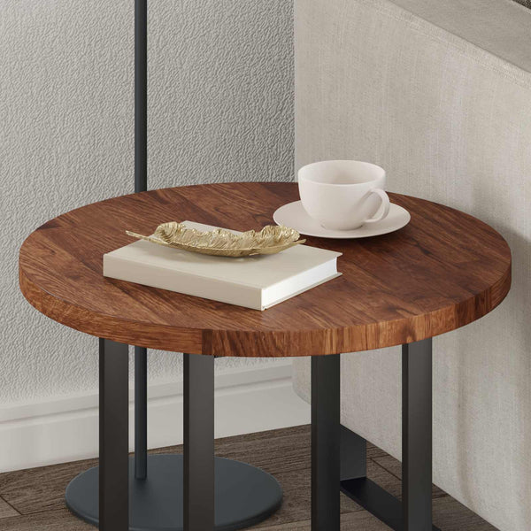 Tischplatte Hellbraun Ø 50cm Eiche Massivholz
