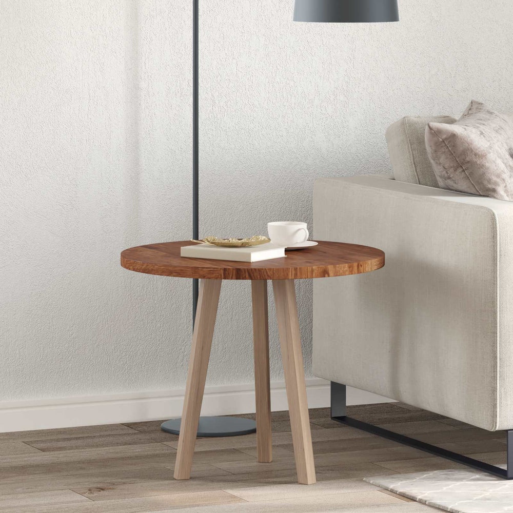 vidaXL Plateau de table marron clair Ø 60 x 2,5 cm en chêne massif