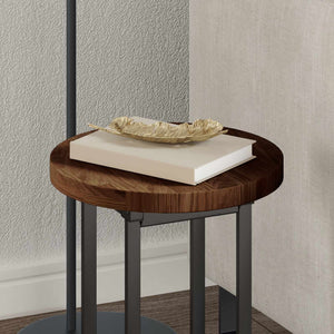 Tischplatte Dunkelbraun Ø 30cm Eiche Massivholz