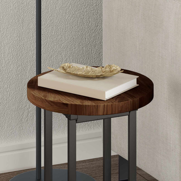 Tischplatte Dunkelbraun Ø 30cm Eiche Massivholz