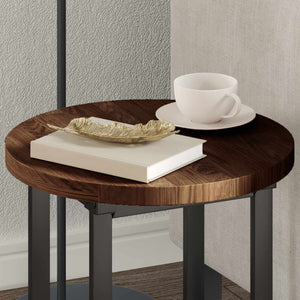 Tischplatte Dunkelbraun Ø 40cm Eiche Massivholz
