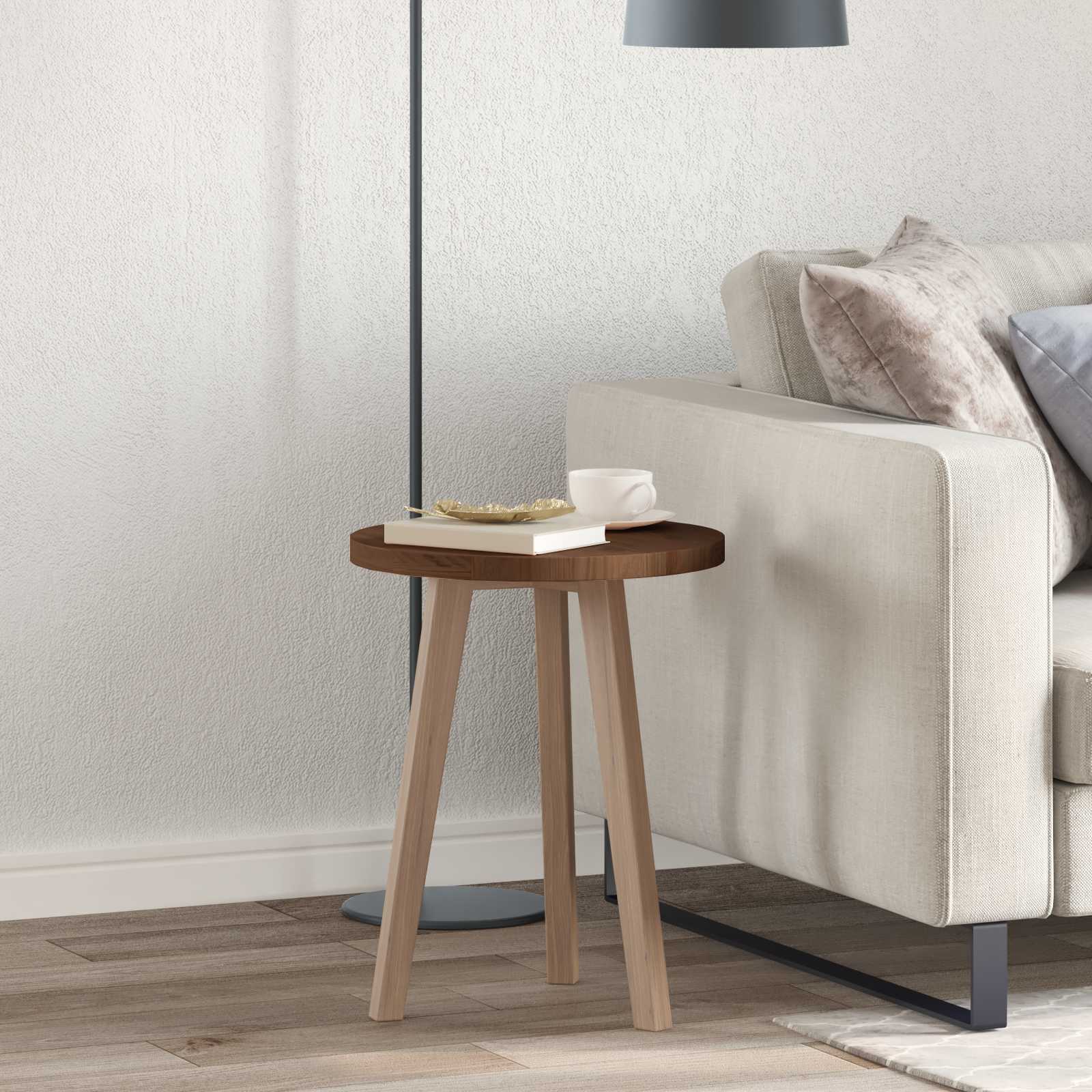 Tischplatte Dunkelbraun Ø 40cm Eiche Massivholz