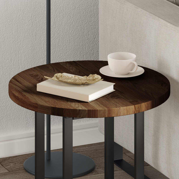 Tischplatte Dunkelbraun Ø 50cm Eiche Massivholz