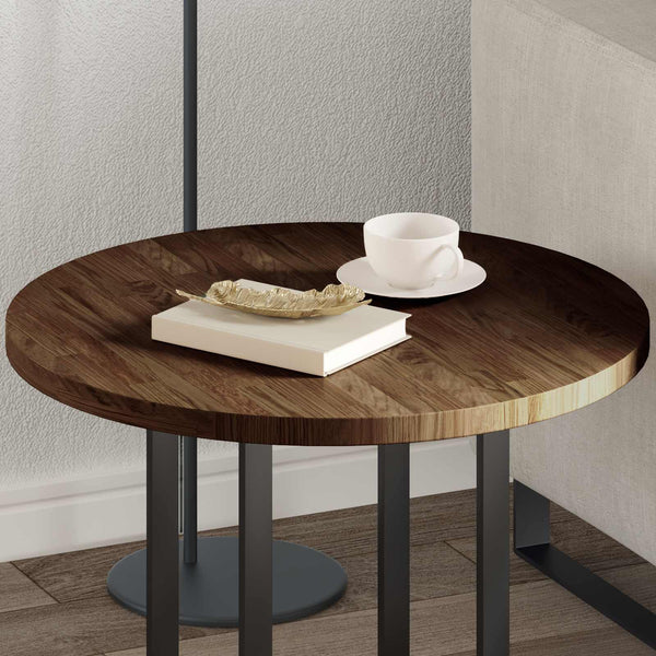 Tischplatte Dunkelbraun Ø 60cm Eiche Massivholz