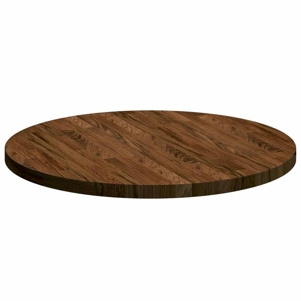 Tischplatte Dunkelbraun Ø 60cm Eiche Massivholz