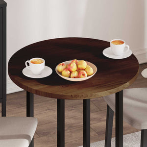 Tischplatte Dunkelbraun Ø 70cm Eiche Massivholz