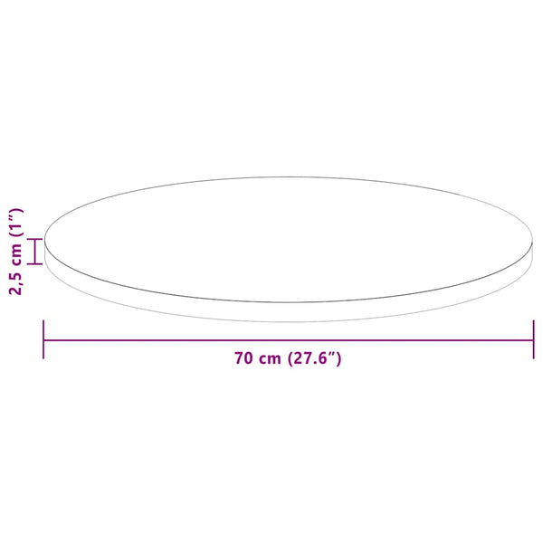 Tischplatte Dunkelbraun Ø 70cm Eiche Massivholz