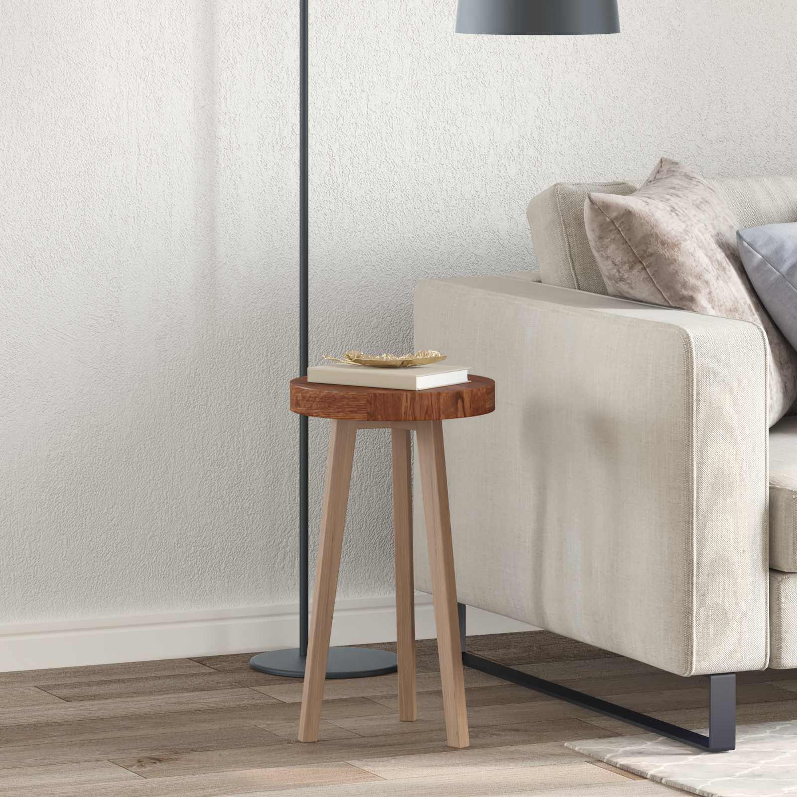 Tischplatte Hellbraun Ø 30cm Eiche Massivholz