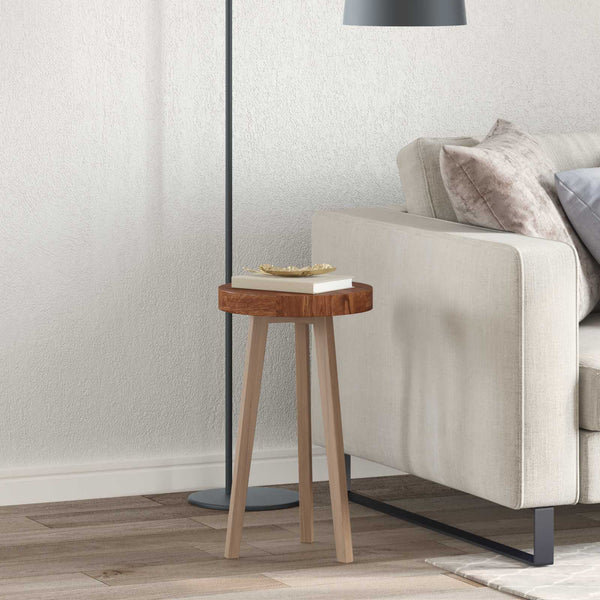 Tischplatte Hellbraun Ø 30cm Eiche Massivholz