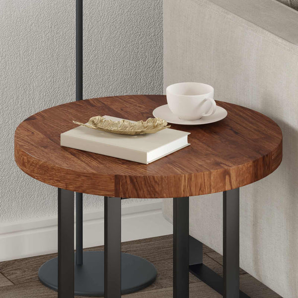 Tischplatte Hellbraun Ø 50cm Eiche Massivholz